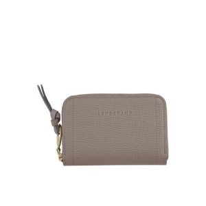 Cardholders & Coin Purses Longchamp Cuero Gris Marrones | 609513TMQ