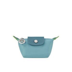 Cardholders & Coin Purses Longchamp Thunderstorm Recycled canvas Azules | 701629KVN