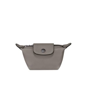 Cardholders & Coin Purses Longchamp Turtledove Cuero Gris | 182605STL