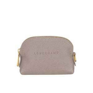 Cardholders & Coin Purses Longchamp Turtledove Cuero Gris | 730462ODH