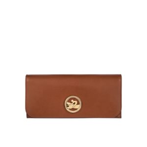 Carteras Longchamp Long Continental Cuero Marrones | 058297AFC