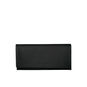 Carteras Longchamp Long Continental Cuero Negras | 159836ZTC