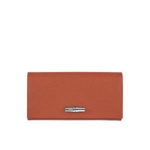Carteras Longchamp Long Continental Cuero Rojas Oscuro | 285931EDL