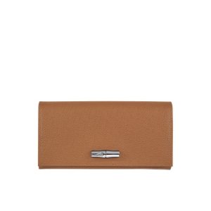 Carteras Longchamp Long Continental Cuero Beige | 507328WZP