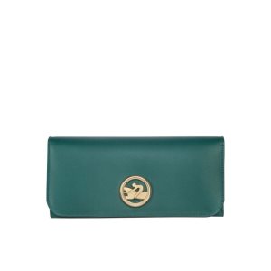 Carteras Longchamp Long Continental Cuero Gris Verde | 971264PAF
