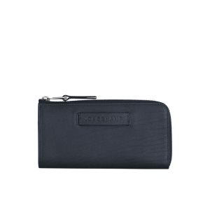 Carteras Longchamp Long With Zip Around Cuero Azules | 197845WJB