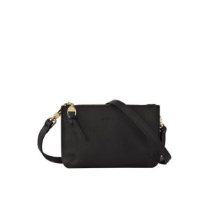 Carteras Longchamp Pouch Cuero Negras | 527091NQG