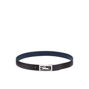 Cinturones Longchamp Cuero Negras Azul Marino | 748253ETO