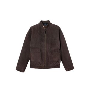 Coats & Jackets Longchamp Ebony Cuero Cafe | 654179PSA