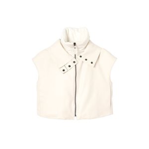 Coats & Jackets Longchamp Sin Manga Ecru Cuero Beige | 590836WAG