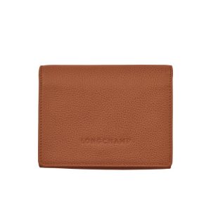Compact Wallets Longchamp Caramel Cuero Marrones | 593728AGW