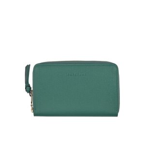 Compact Wallets Longchamp Cuero Gris Verde | 451836OFG