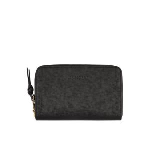 Compact Wallets Longchamp Cuero Negras | 429385GMU