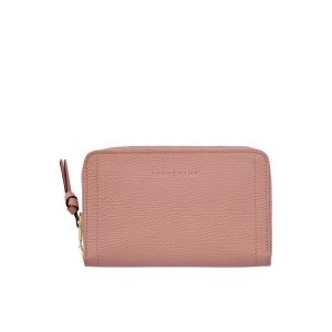 Compact Wallets Longchamp Cuero Rosas | 240687NMC