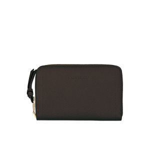 Compact Wallets Longchamp Ebony Cuero Cafe | 293768KBS