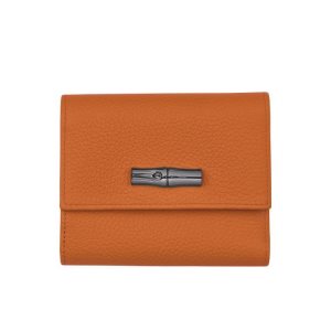 Compact Wallets Longchamp Saffron Cuero Naranjas | 943521JFQ