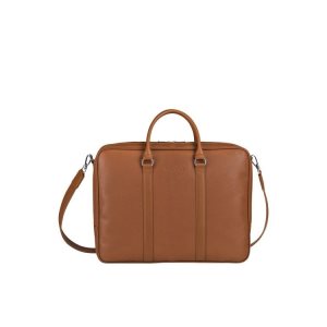 Document Holders Longchamp Briefcase L Caramel Cuero Marrones | 739146JDA