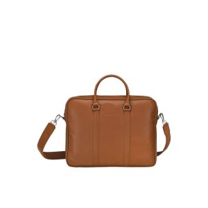 Document Holders Longchamp Briefcase M Caramel Cuero Marrones | 618024QTN