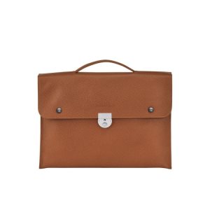Document Holders Longchamp Briefcase S Caramel Cuero Marrones | 267850USQ