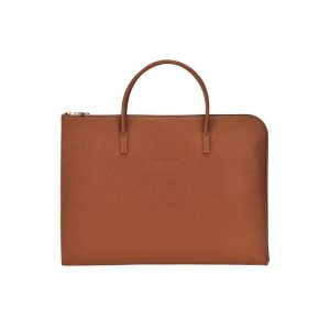Document Holders Longchamp Briefcase S Caramel Cuero Marrones | 716098XVK