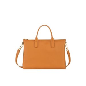 Document Holders Longchamp Briefcase S Saffron Cuero Naranjas | 302695EWR