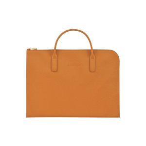 Document Holders Longchamp Briefcase S Saffron Cuero Naranjas | 693845HTI