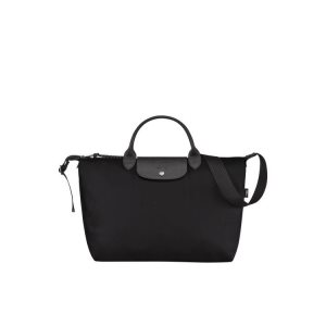 Handbags Longchamp L Recycled canvas Negras | 398501NWQ