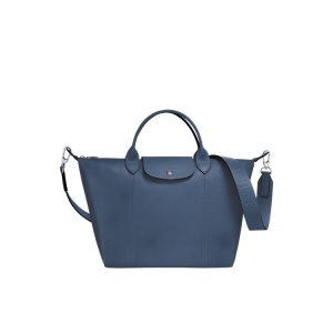 Handbags Longchamp M Cuero Azules | 346710XEW