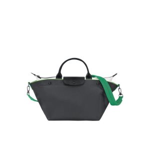 Handbags Longchamp M Gun Metal Lona Gris | 387590MZP