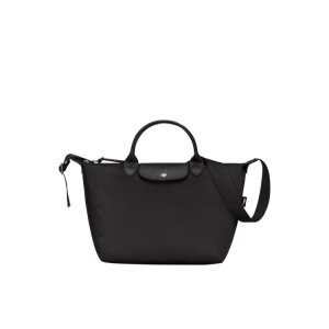 Handbags Longchamp M Recycled canvas Negras | 967381YSB