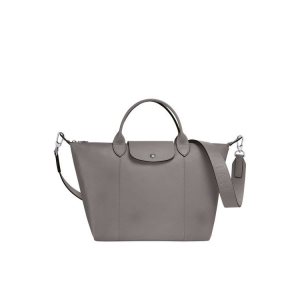 Handbags Longchamp M Turtledove Cuero Gris | 895413LBV