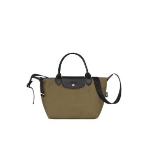Handbags Longchamp S Recycled canvas Kaki | 581072EDY