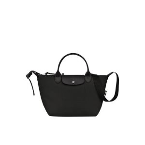 Handbags Longchamp S Recycled canvas Negras | 389204SPE