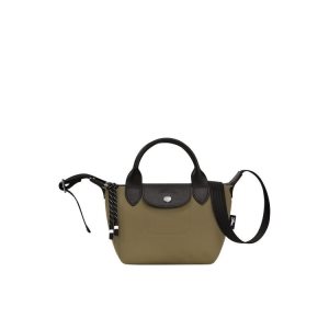 Handbags Longchamp Xs Recycled canvas Kaki | 754923BLW