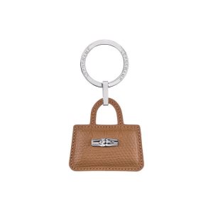 Key Rings Longchamp Cuero Beige | 397168KOI