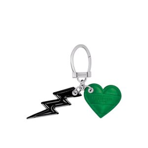 Key Rings Longchamp Cuero Negras Verde | 197285UQZ