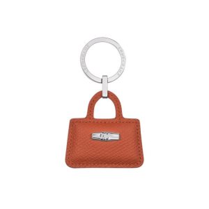 Key Rings Longchamp Cuero Rojas Oscuro | 021768AIV