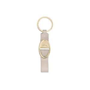 Key Rings Longchamp Medallion Chalk Cuero Rosas | 195783NUX