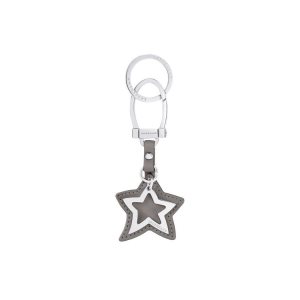 Key Rings Longchamp Turtledove Cuero Gris | 126708MPO