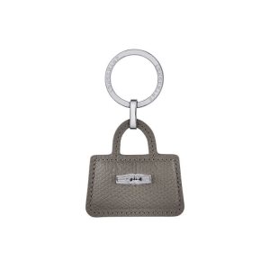 Key Rings Longchamp Turtledove Cuero Gris | 854032NIQ