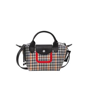 Mini Bags Longchamp Xs Lona Azul Marino Marrones | 076518TZY