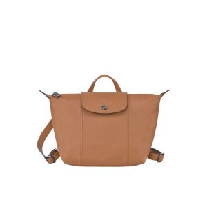 Mochilas Longchamp Hazelnut Cuero Beige | 825396FBO