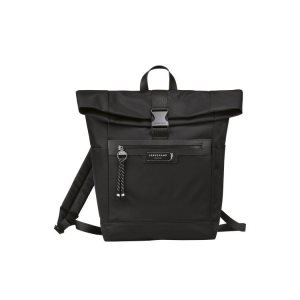 Mochilas Longchamp Recycled canvas Negras | 892064KCM