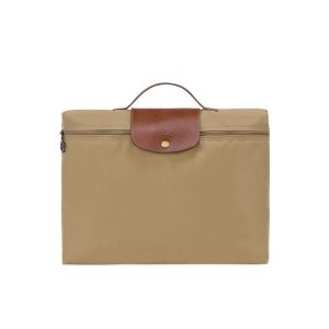 New Longchamp Briefcase S Desert Recycled canvas Kaki | 904635SAP