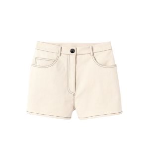 Pantalones Longchamp Shorts Ecru Algodon Beige | 294506ZVW