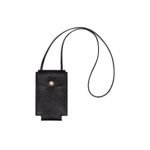 Phone Cases Longchamp With Encaje Cuero Negras | 921307LTB