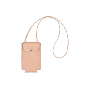 Phone Cases Longchamp With Encaje Flowers Cuero Rosas Claro | 082596OZP