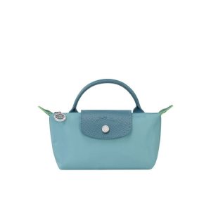 Pouches & Cases Longchamp Pouch With Thunderstorm Recycled canvas Azules | 194523YIV