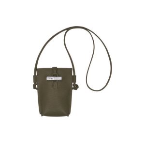 Pouches & Cases Longchamp With Encaje Cuero Kaki | 093647VIF