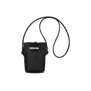 Pouches & Cases Longchamp With Encaje Cuero Negras | 863245GMA